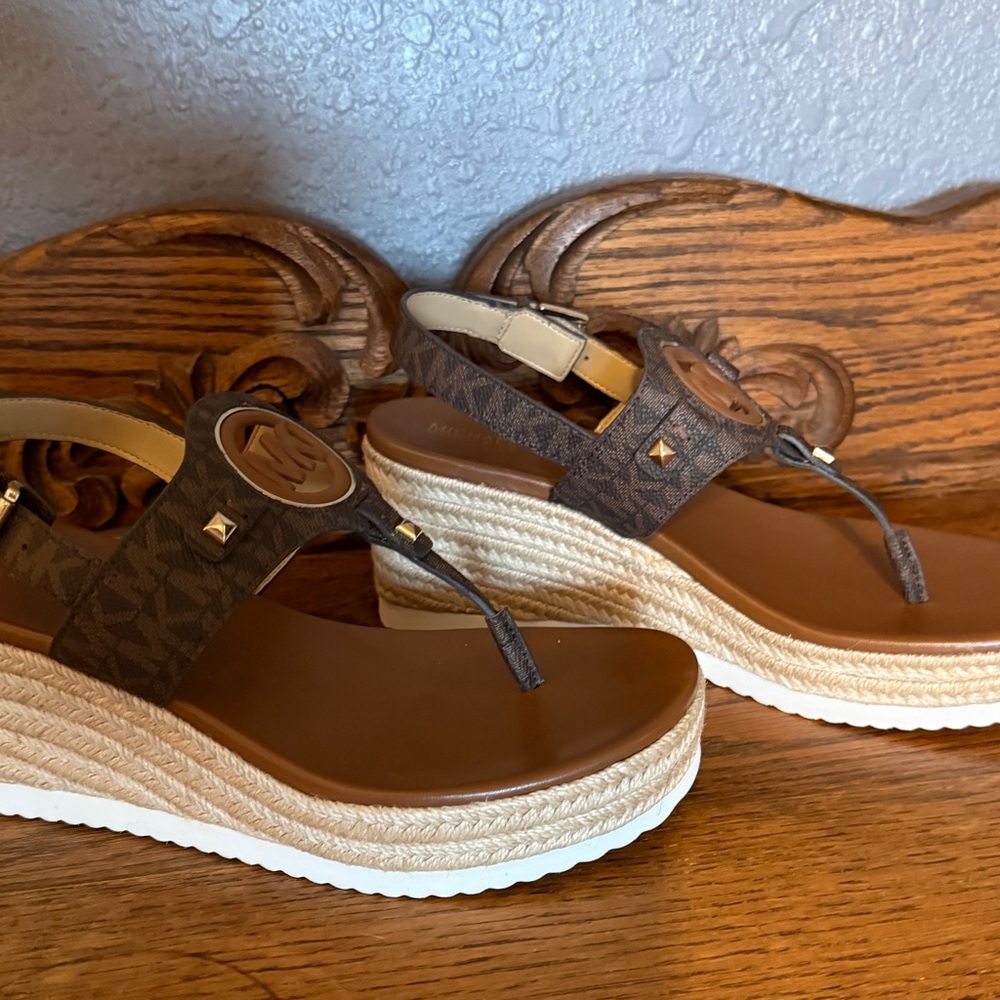 Michael Kors Brown Wedge Sandals